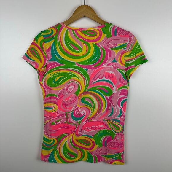 Lilly Pulitzer Womens Michele Top All Nighter V-Neck T-Shirt‎ Sz XS Psychedelic - Picture 5 of 10